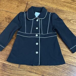 Janie and Jack Black Coat with White Trim